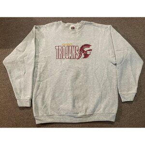 Vintage 90s Large USC Trojans NCAA Embroidered Fringe CrewNeck Sweatshirt